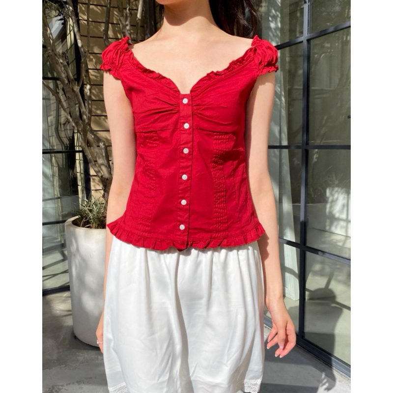 พร้อมส่ง 🎀 Brandy Melville | Elena Top (Red)