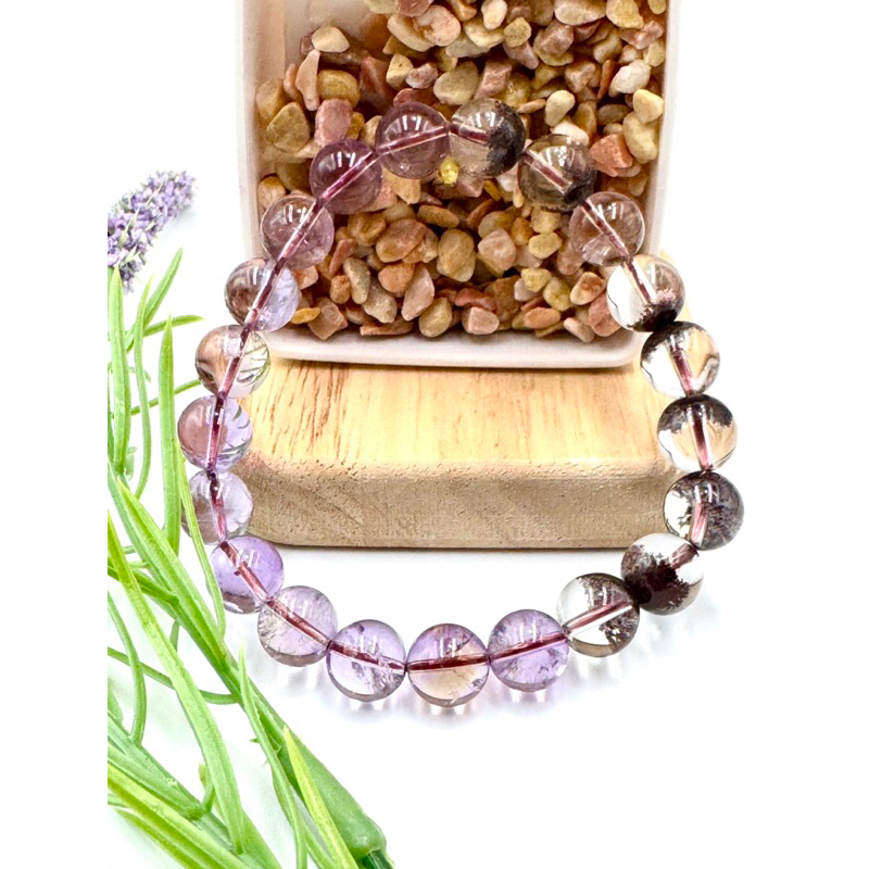 Amethyes with quartz stone handmade Natural Stone bracelet💜🤍