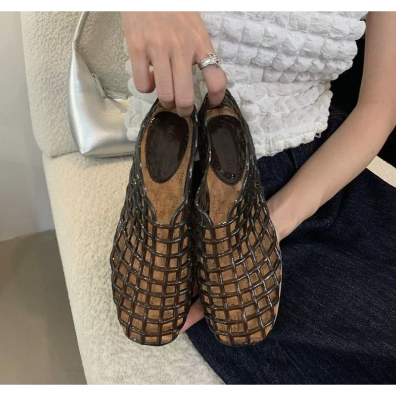 Jelly Flats Mesh Ballet Flatsน้ำหนักเบา ระบายอากาศได้ดี พื้นนิ่มเบาลุยน้ำได้สะบาย