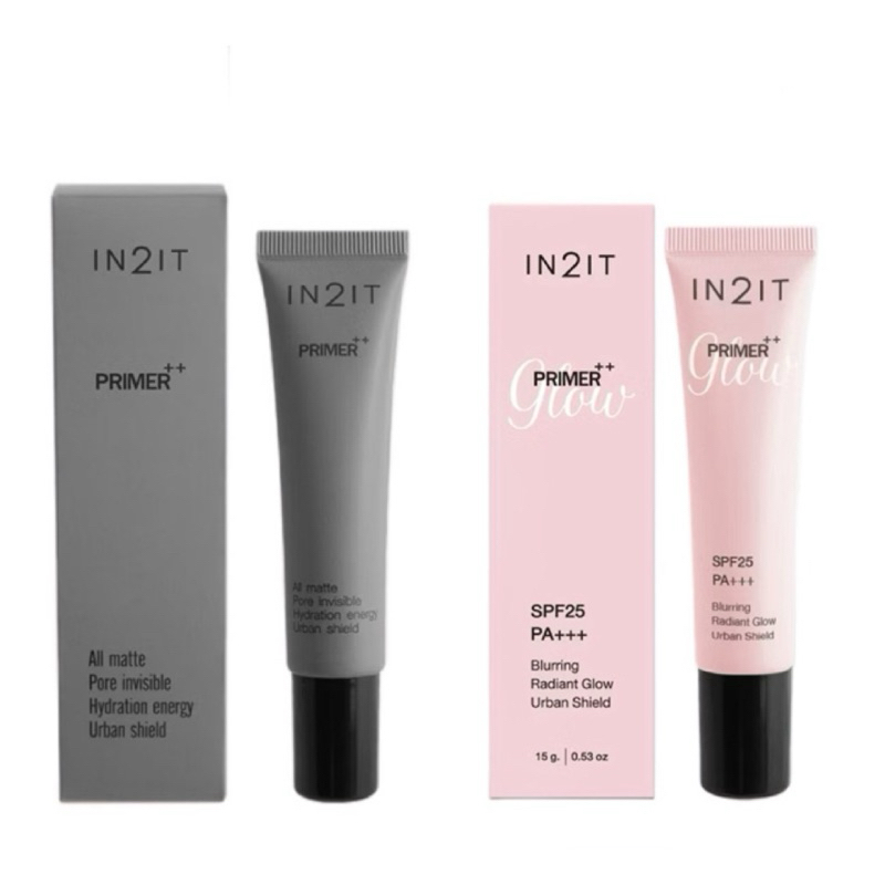 #ไพรเมอร์ IN2IT เนื้อกำมะหยี่ Primer++ PMP สูตร Matte & สูตร Glow (หลอด 15 g. /หลอดเล็ก 3g.)