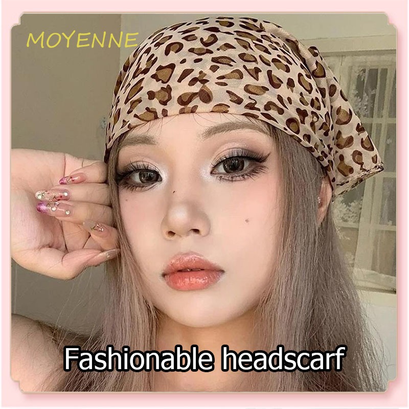 【จัดส่งจากกรุงเทพฯ】ผ้าพันคอสี่เหลี่ยมเล็ก สไตล์ยุโรปและอเมริกา ย้อนยุค สาวฮอต ฤดูร้อน ฮิปฮอป ผ้าพันคอลายเสือดาว แฟชั่น