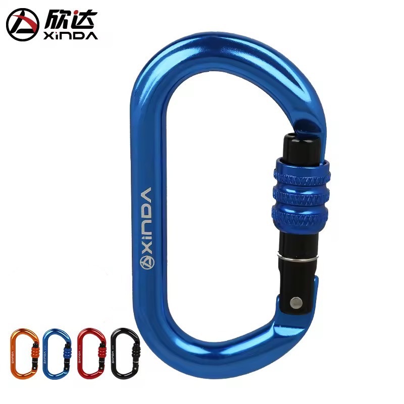 คาราบิเนอร์ ทรงโอ รับน้ำหนักได้ 25 KN Carabiner tyep-O เกลียวหมุน ยี่ห้อ: XINDA XD-8122N