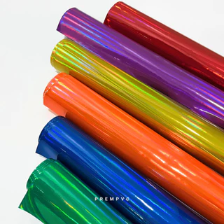หนังแก้ว โฮโลแกรม ขนาด : 100x67cm / หนา : 0.7mm - ทำกระเป๋า หุ้มปกหนังสือ งานDIY แต่งตู้เครื่องเสียง
