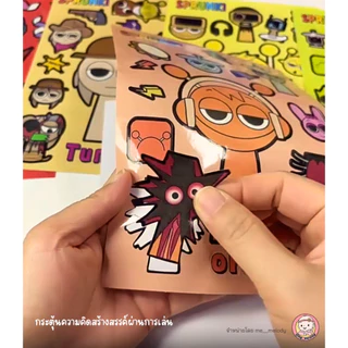 สติ๊กเกอร์แต่งตัวตุ๊กตา Sprunki Incredibox 8แผ่น เสริมสร้างจินตนาการ ของเล่นศิลปะ