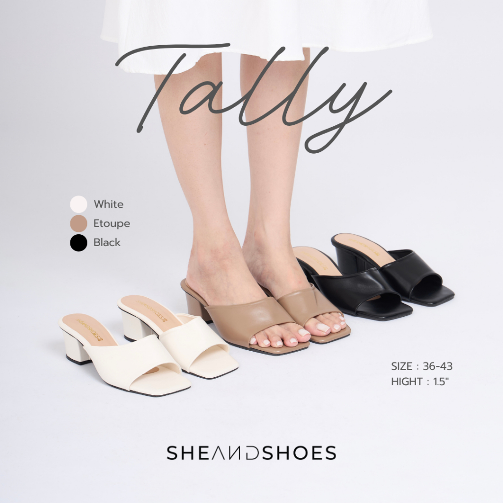 🛵 ส่งด่วน จากกรุงเทพ - Tally รองเท้าส้นสูง 1.5 นิ้ว [ Sz. 36-43 ] ใส่เดินสบาย