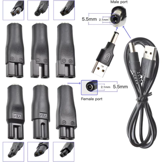 8 ชิ้น ชุดอุปกรณ์เสริมสำหรับชาร์จไฟ อแดปเตอร์ USB ตัวแปลงไฟ 5V เหมาะสำหรับปัตตาเลี่ยนผมไฟฟ้าและเครื่องโกนหนวด
