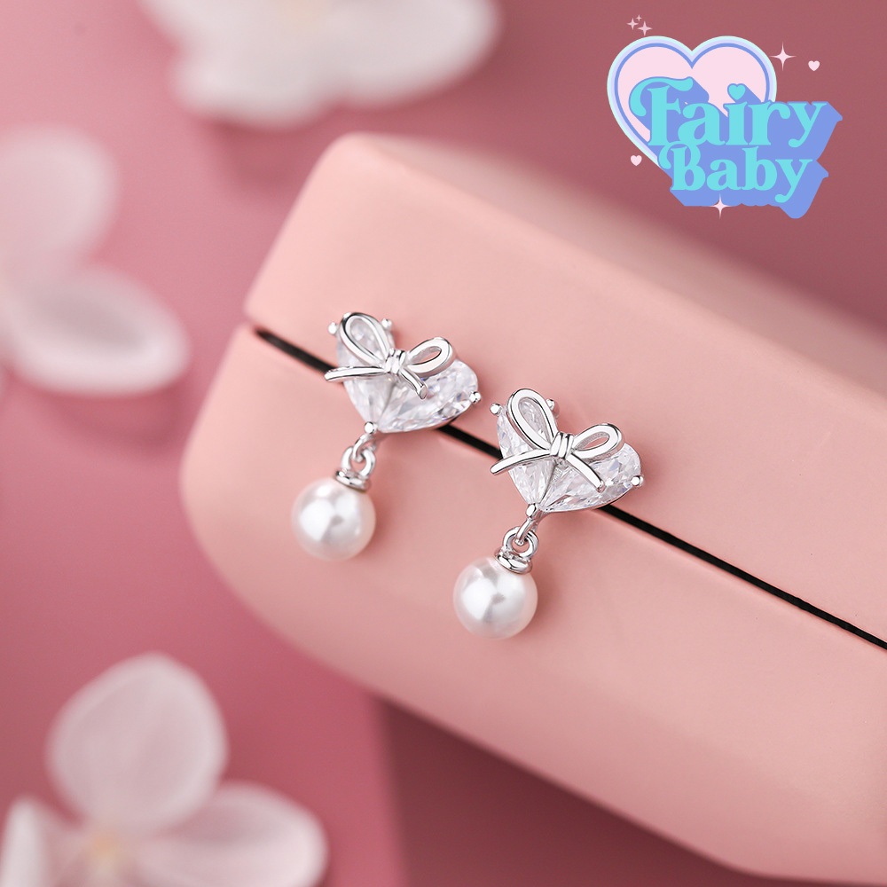 Fairybaby ต่างหู My Dear ตุ้มหูหัวใจ น่ารัก คุณหนู ตุ้งติ้ง S999 (E2-079)