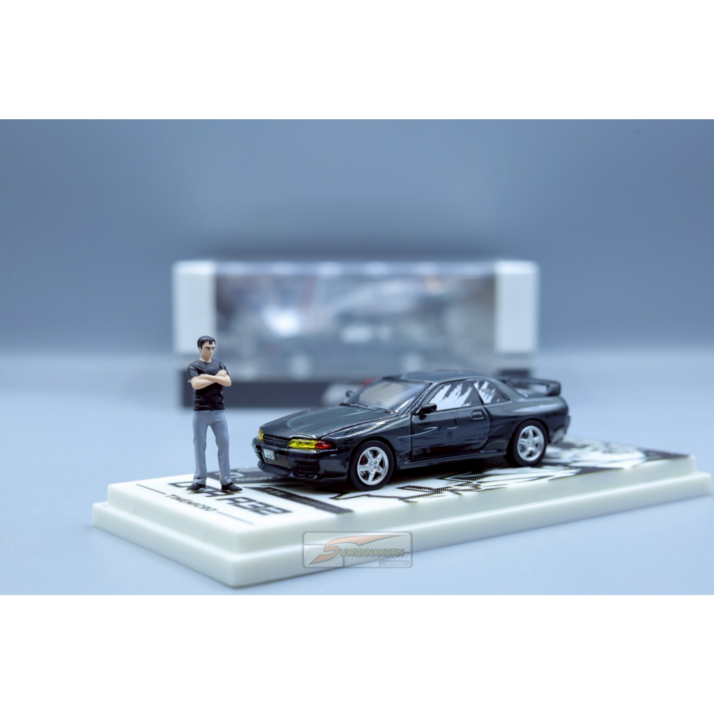 TIMEMICRO 1/64 Initail D Nissan GT-R R32 Black+Fig Cartoon Ver.