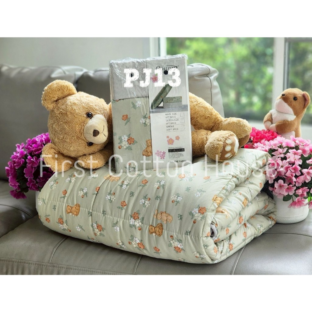 ชุดผ้าปูที่นอน Cotton House รุ่น PJ 13-30 ลายดอกทูโทน สำหรับที่นอนสูง 10 นิ้ว
