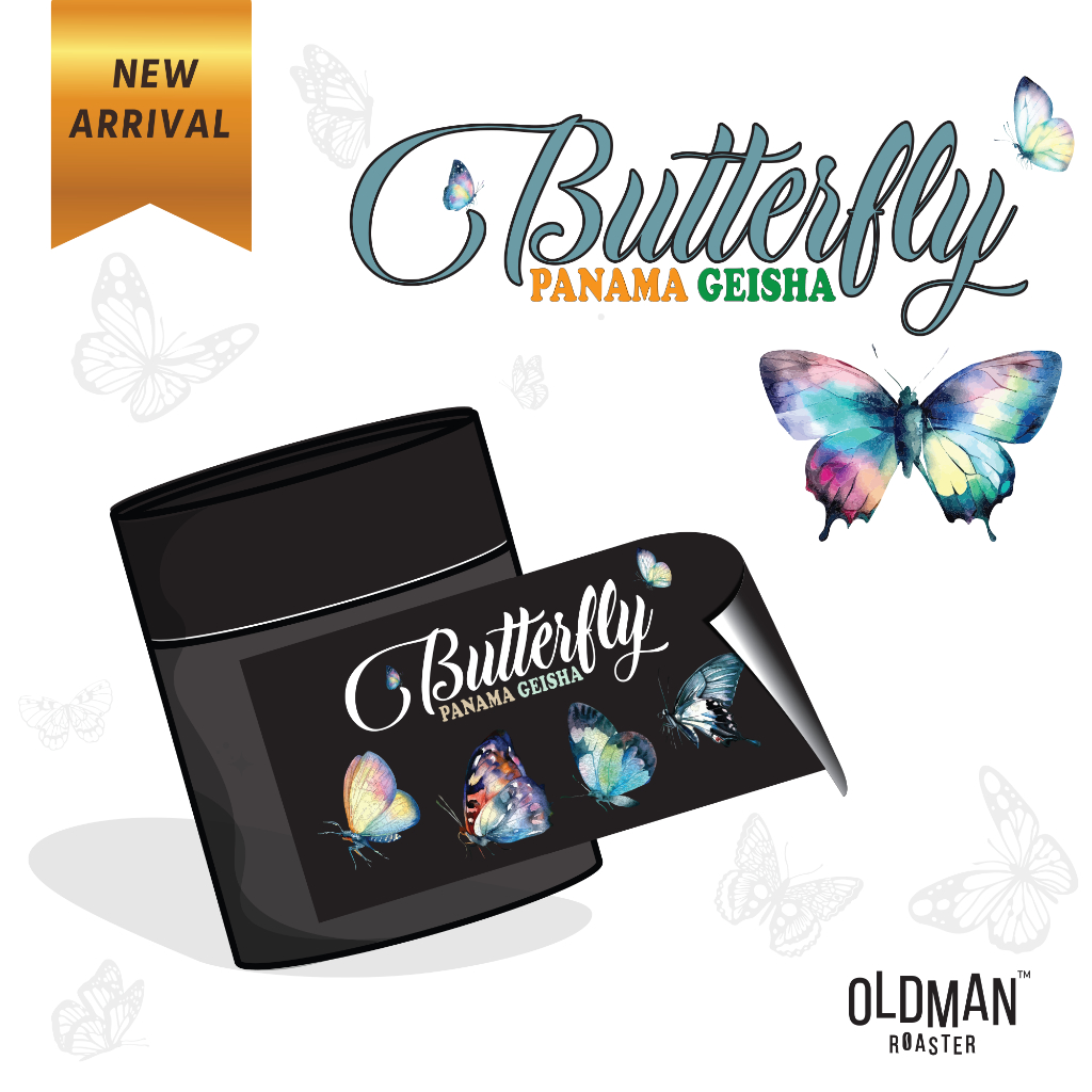 เมล็ดกาแฟ PANAMA BUTTERFLY GEISHA  BOQUETE BARU VOLCAN " คั่วอ่อน " by OLDMAN ROASTER