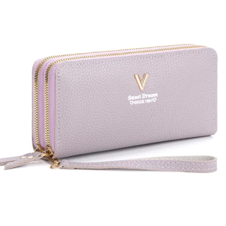 กระเป๋าสตางค์ กระเป๋าสตางค์ใบยาวซิบคู่ โลโก้ v (GC-001)
