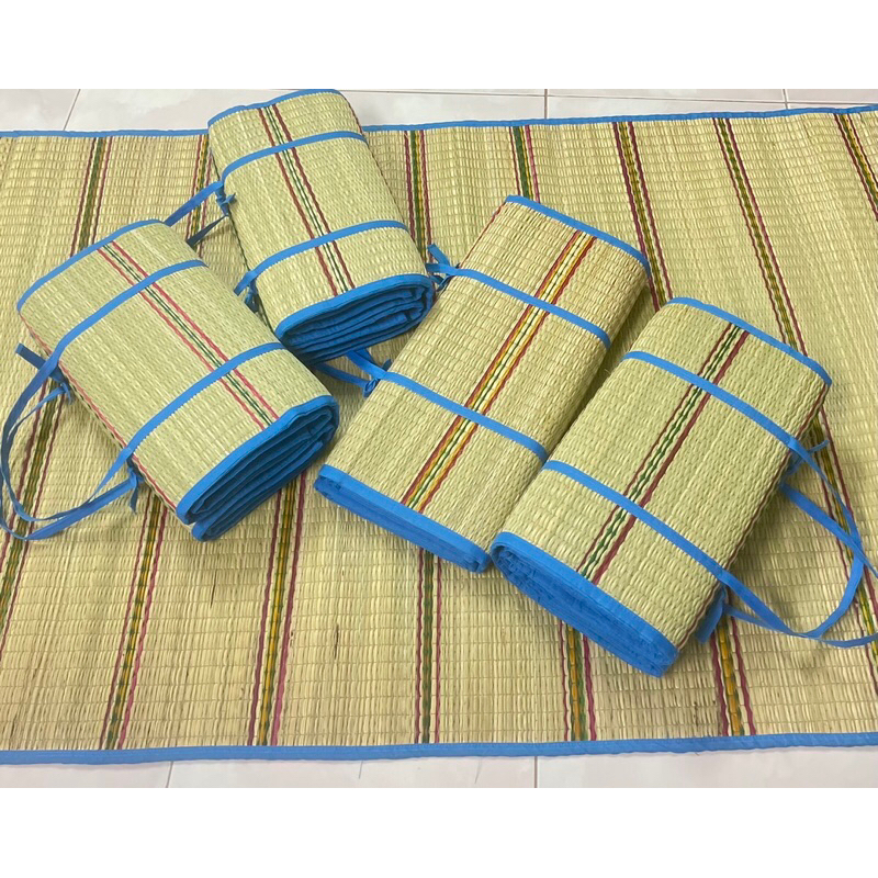 เสื่อทอมือสีฟ้าขนาด2พับ100x195ซม.ขนาด3พับ120x195ซม.(ขนาดใหญ่กว่าเดิม)_