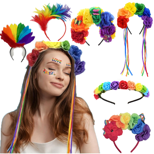 ที่คาดผมเรนโบว์ คาดผมสีรุ้ง ที่คาดผมหลากสี คาดผมขนนก LGBT rainbow headband เด็ก-ผู้ใหญ่ สายรุ้ง🌈🌈 คัลเลอร์ฟูลสีรุ้ง