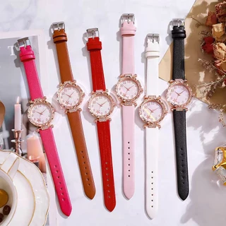 [จัดส่งในกทม] แฟชั่นเกาหลี MOYENNE นาฬิกาผู้หญิง แฟชั่น เคสเพชร ลายปลาดาว สายหนัง