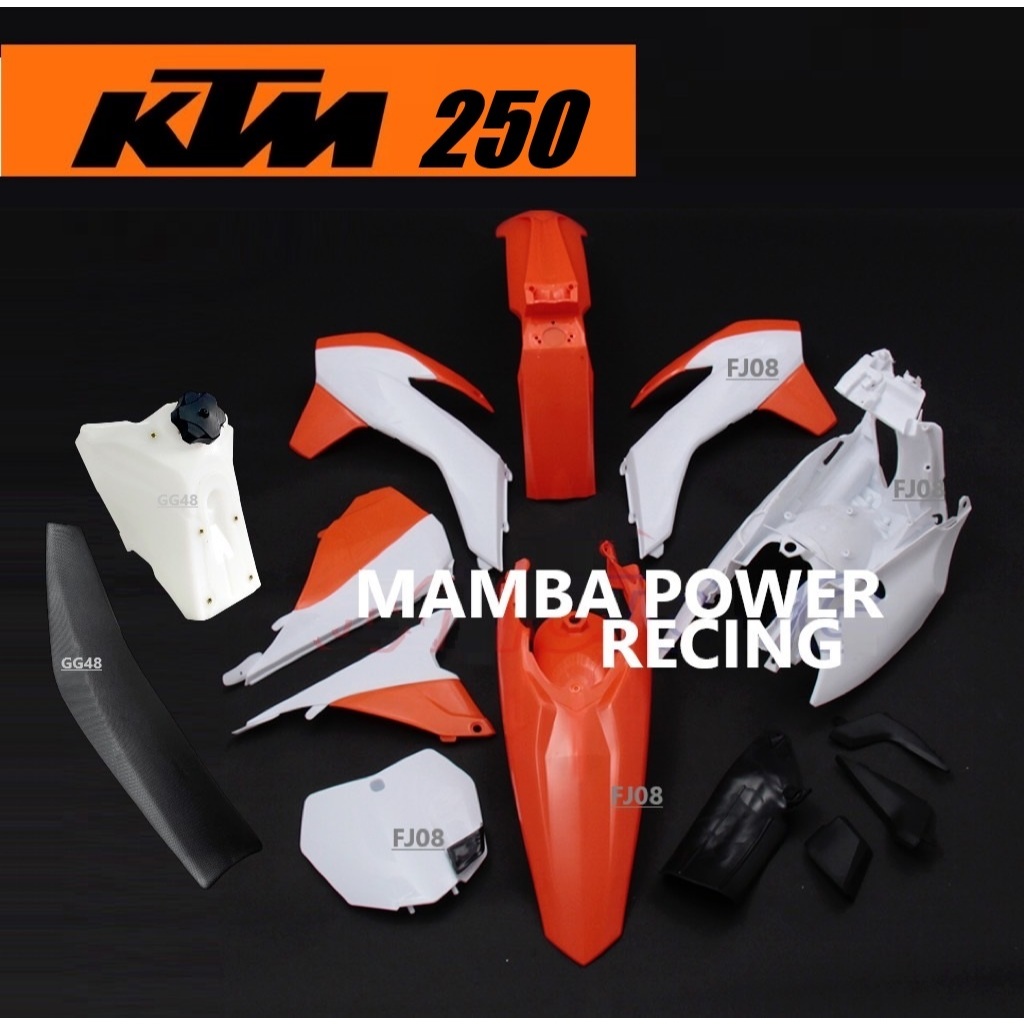 ชุดสีวิบาก เปลือกวิบาก สีขาวส้ม KTM250 แปลงใส่250-450cc รถวิบาก CRF KLX KTM TTR KX65 KSR MSX DASH