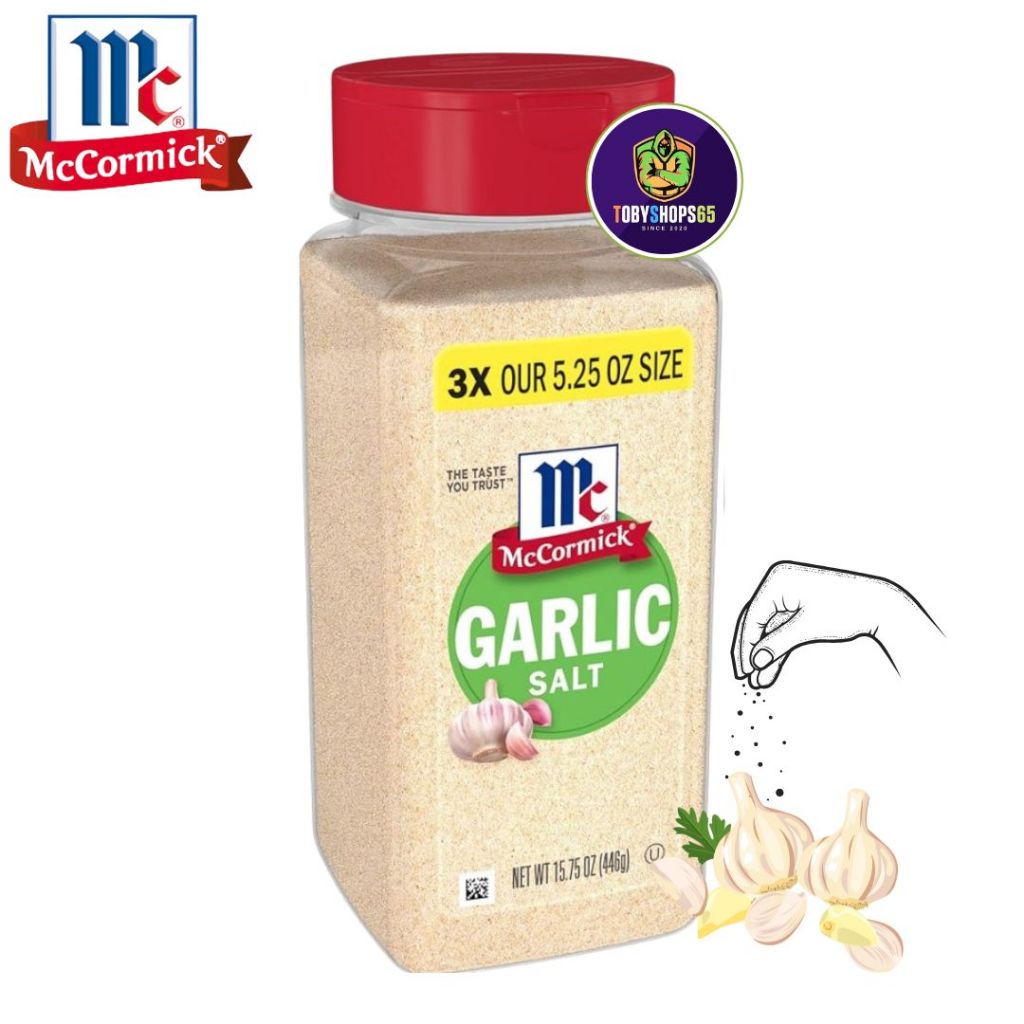 McCormick Garlic Salt 446g เกลือผสมผงกระเทียม  แม็คคอร์มิค การ์ลิค ซอลท์ กระเทียมสับละเอียด garlic minced