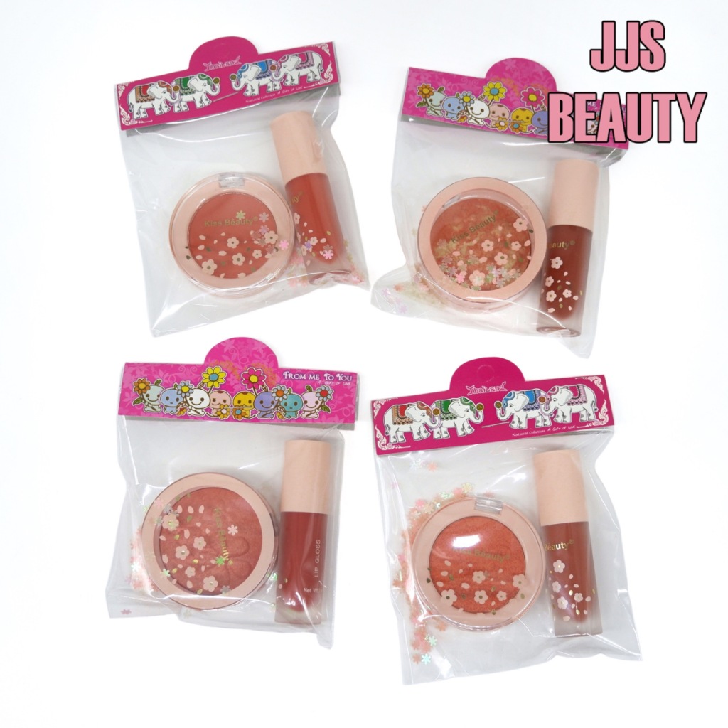 Kiss Beauty 2IN1 Flower Lip & Blush Set ลิปและบลัชออน เนื้อคุ้กกี้ เพิ่มสีสันให้ใบหน้า no.83290