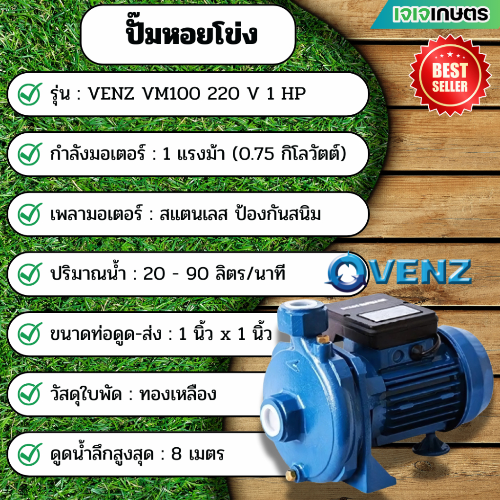 ปั๊มหอยโข่ง VENZ VM100 220V 1HP