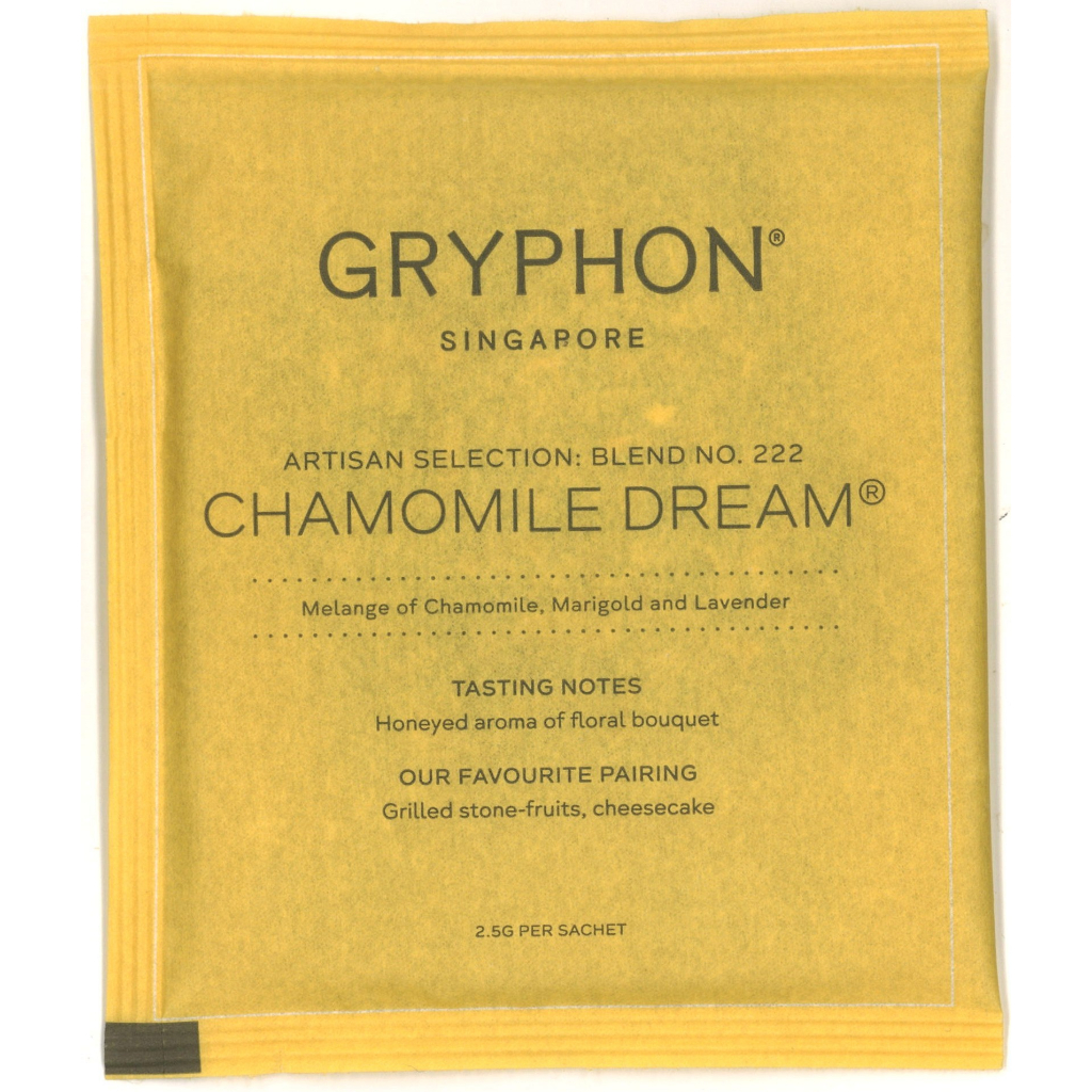 Gryphon Tea Chamomile Dream กริฟฟอน ชาสมุนไพร คาโมมายล์ ดรีม (แพค 20 ซอง ไม่มีกล่อง)