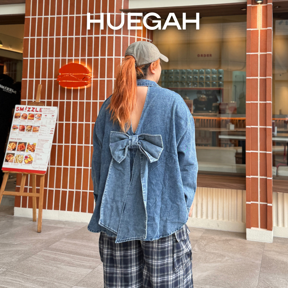 HUEGAH Bowtiful Denim Shirt เสื้อยีนส์ซุปเปอร์โบว์