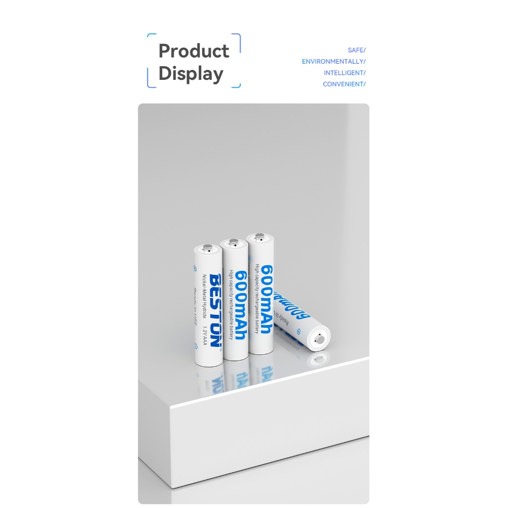 ถ่านชาร์จ Beston 1.2V AAA 600mAh Ni-MH แบตเตอรี่แบบชาร์จไฟได้