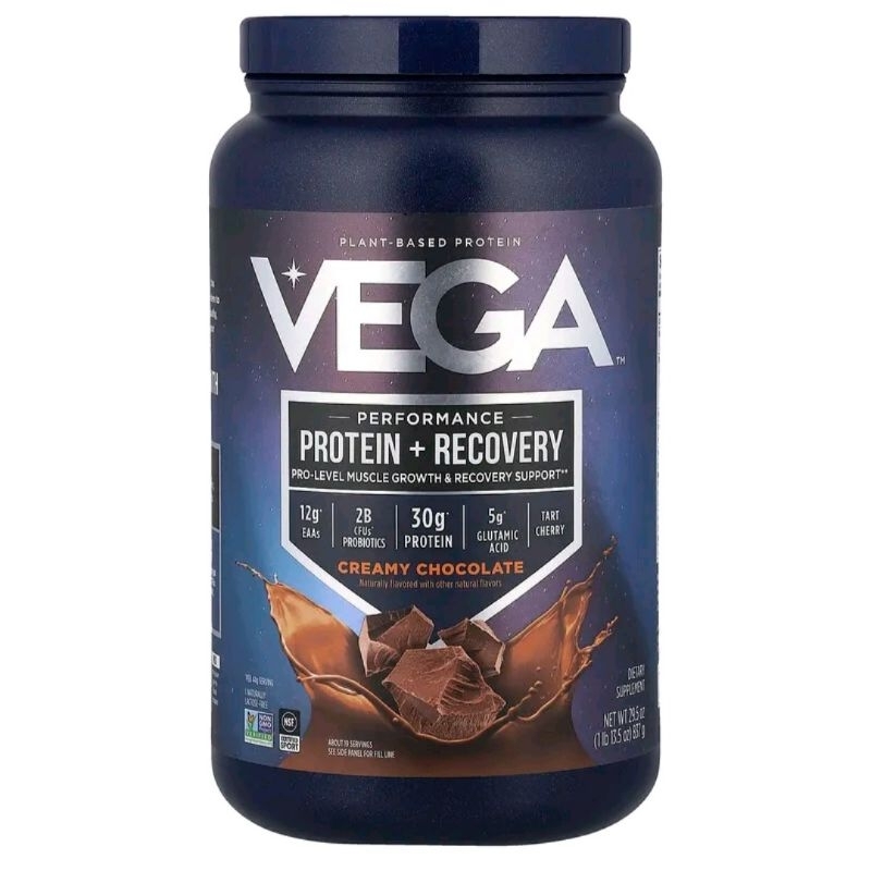 Vega, Plant-Based Protein, Performance Protein + Recovery, Creamy Chocolate, 1 lb 13.5 oz (837 g)