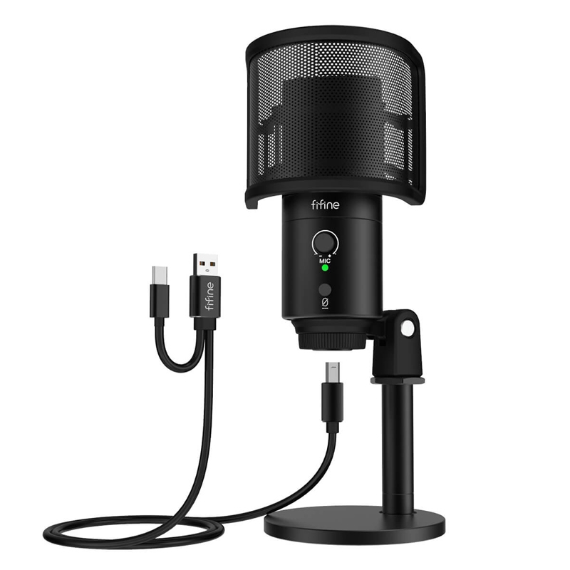 FIFINE K683B ไมค์คอนเดนเซอร์ USB สำหรับประชุม ออนไลน์ อัดเสียงร้อง พร้อม Pop Filter ประกันศูนย์ 1 ปี