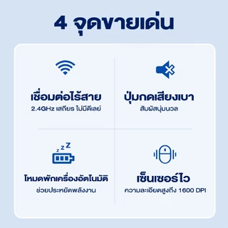 Philips Wireless Mouse เมาส์ เมาส์ไร้สาย 2.4G ใช้งานง่าย สัญญาณเสถียร พกพาง่าย รุ่น SPK7388