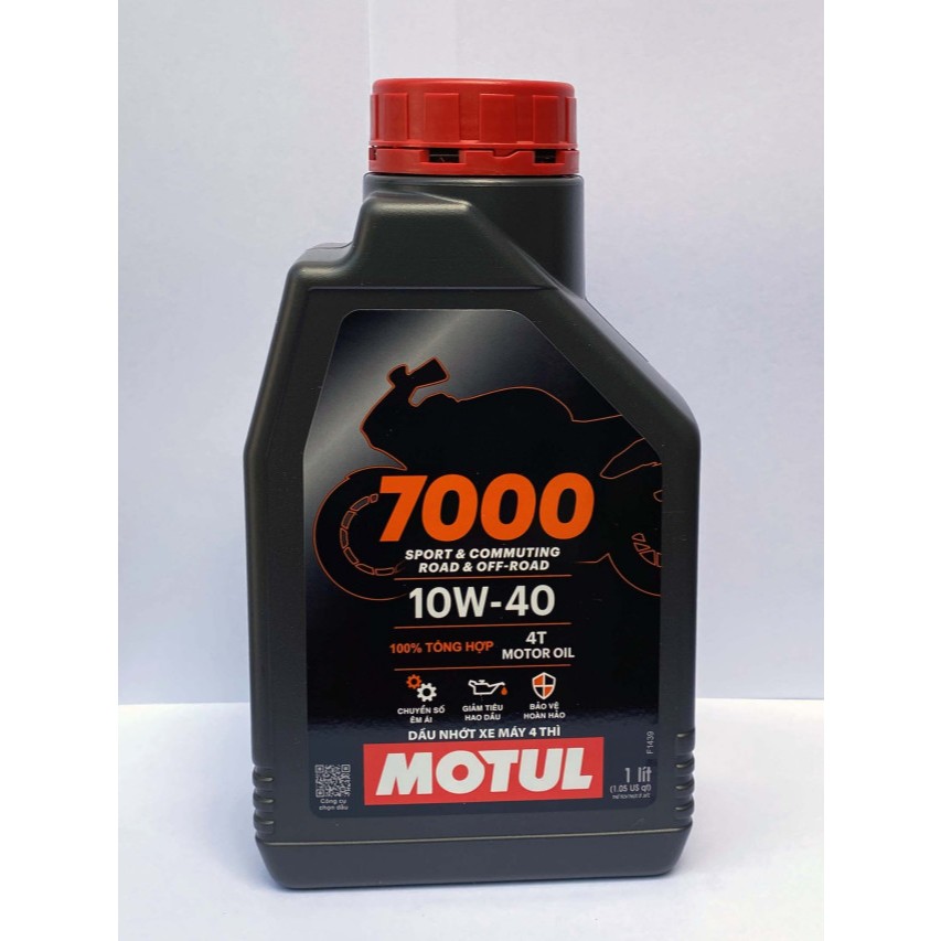 น้ำมันเครื่องสังเคราะห์แท้100% Motul โมตุล 7000 4T 10W-40 Synthetic 1L. สำหรับรถมอเตอร์ไค์ 4 จังหวะ
