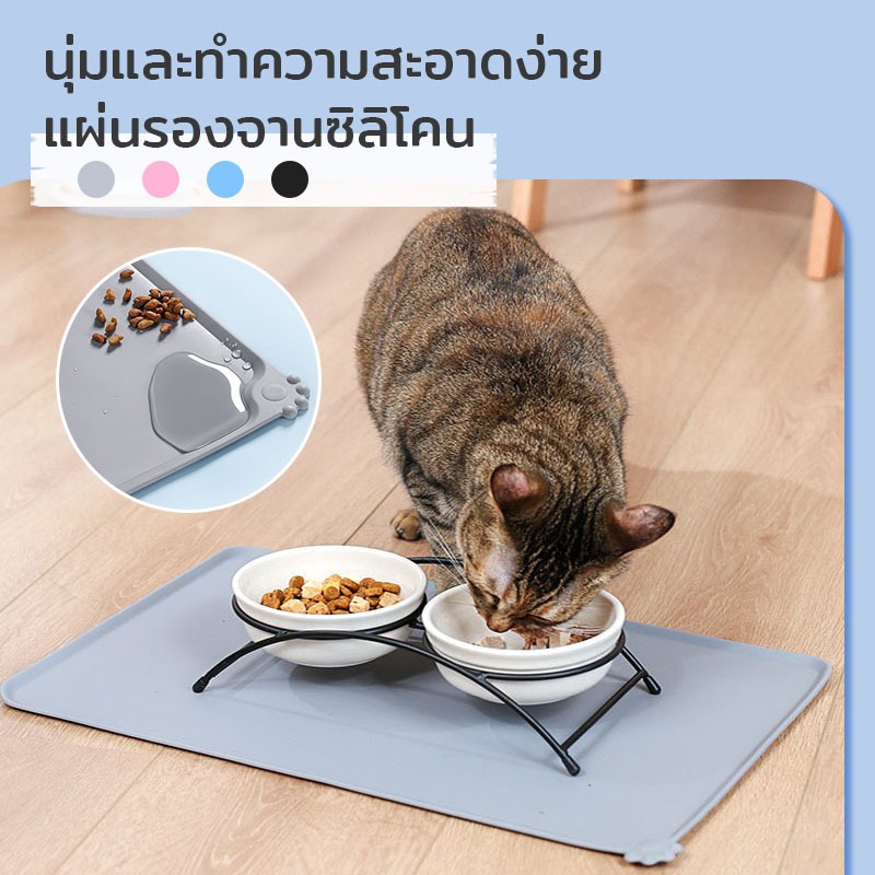 ถาดอาหารหมา ถาดอาหารแมว แผ่นซิลิโคนรองชามอาหารสัตว์เลี้ยง แผ่นซิลิโคนรองชามอาหารสําหรับสัตว์เลี้ยง 48*30cm