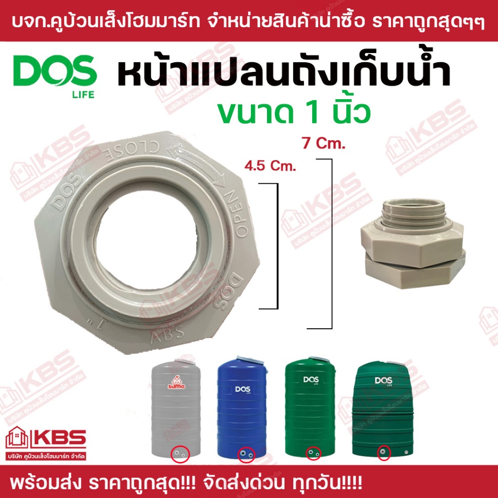 DOS หน้าแปลนถังเก็บน้ำ PVC  ขนาด 1 นิ้ว สำหรับถังเก็บน้ำ Dos หน้าแปลนถังน้ำ หน้าแปลนถังเก็บน้ำ PVC พร้อมส่ง ราคาถูกสุด!!