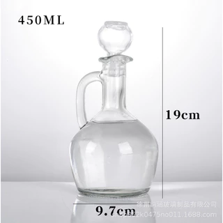 ขวดแก้วใส่ของเหลวมีหู+จุก