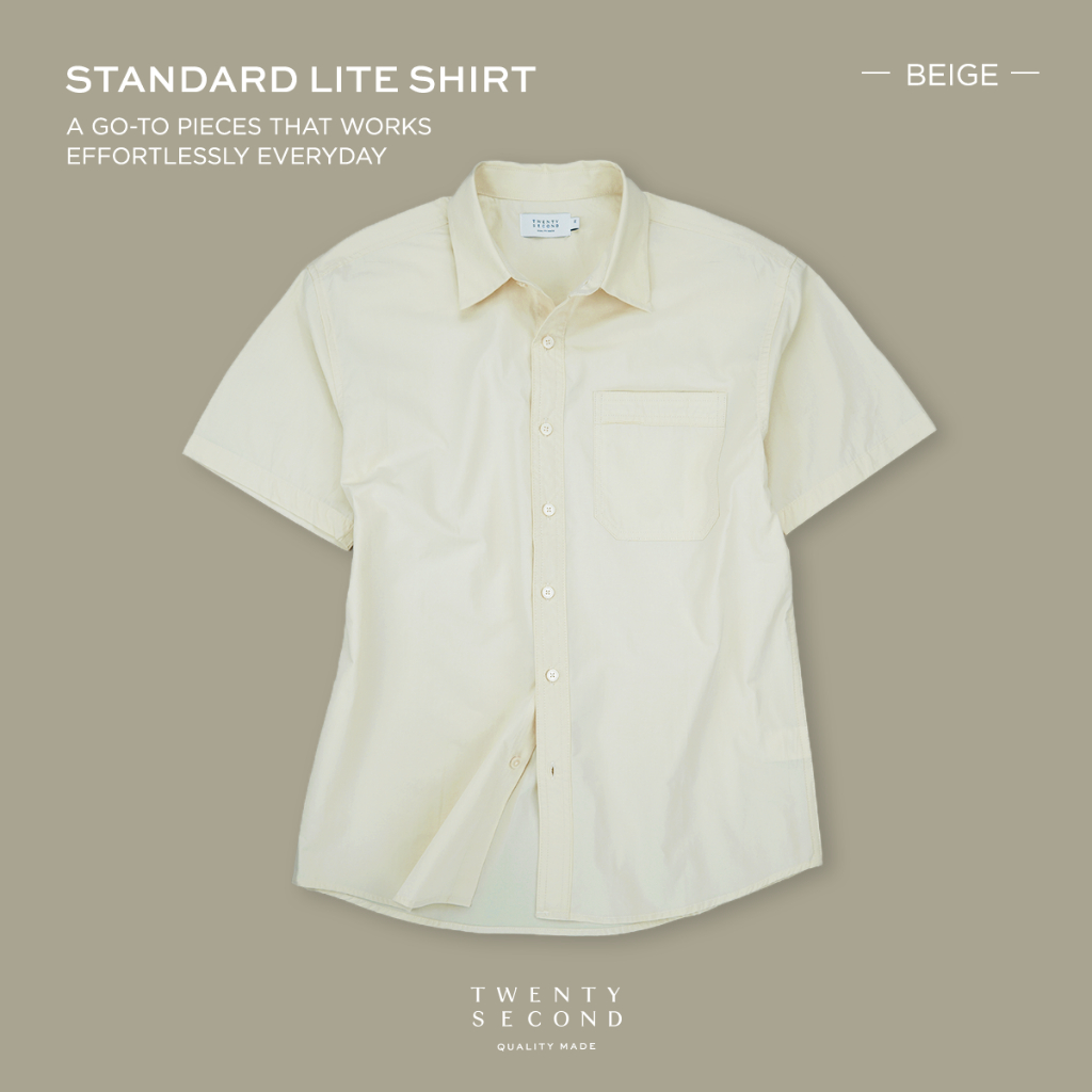 TWENTYSECOND เสื้อเชิ้ตแขนสั้น ผ้าคอตต้อน รุ่น Standard Lite Shirt - เบจ / Beige