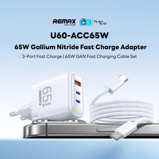 Remax USB Charger U60-ACC65W - อะแดปเตอร์ GaN ชาร์จเร็ว 65W พร้อมสาย Type-C to Type-C