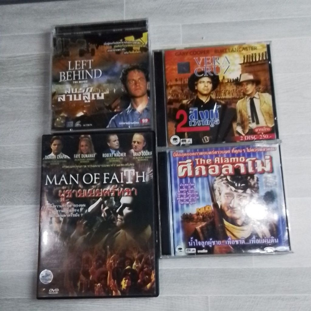 เหมา4แผ่นDvd หนังสงครามอิงประวัติศาสตร์เรื่องTHE ALAMOหนังจากหนังสือดังLEFT BEHIND อื่นๆMAN OF FAITH
