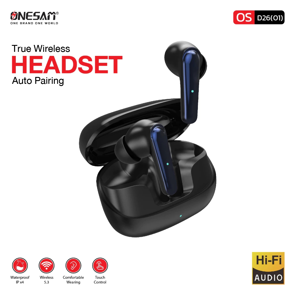 หูฟังบลูทูธ ONESAM รุ่น OS-D26(01) สำหรับ IOS/Android True Wireless Headset Auto Pairing ของแท้ 100%