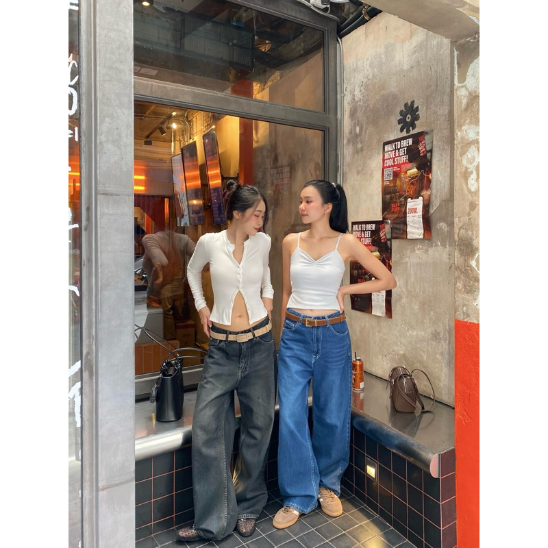 Proudly.bkk  Dmer JEANS  ยีนส์กระบอกใหญ่ เอวสูงทรงวินเทจ