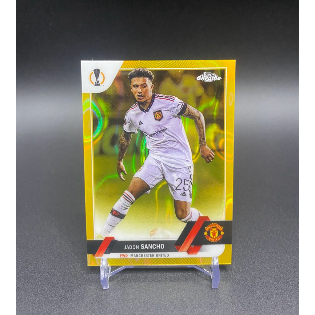 การ์ดฟุตบอล Jadon Sancho Manchester United Gold Lava 2022-23 Topps Chrome UEFA