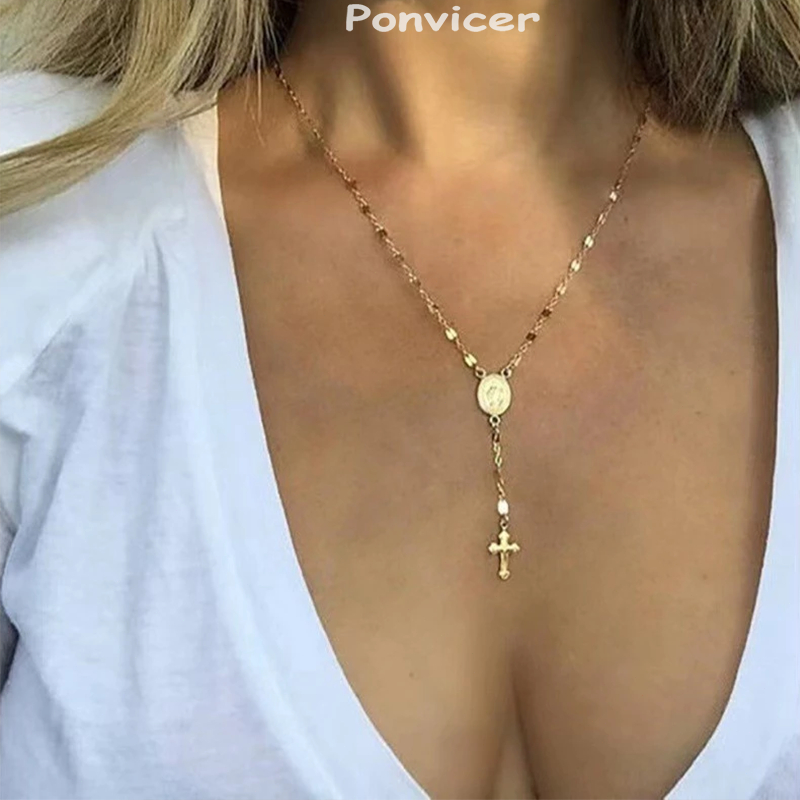 แฟชั่น Crucifix จี้ Choker สร้อยคอประณีตจี้โลหะ Clavicle Chains เครื่องประดับผู้หญิง