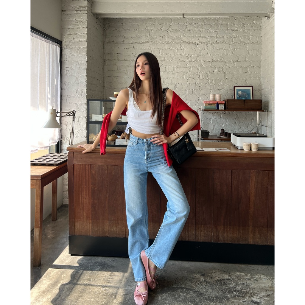 HUNG JEANS รุ่น Honey Jeans (HJ61) ยีนส์พรางหุ่น 🔥ตอบโจทย์สำหรับสาวต้นขาใหญ่ น่องใหญ่ เป็นทรงกระบอกกลาง