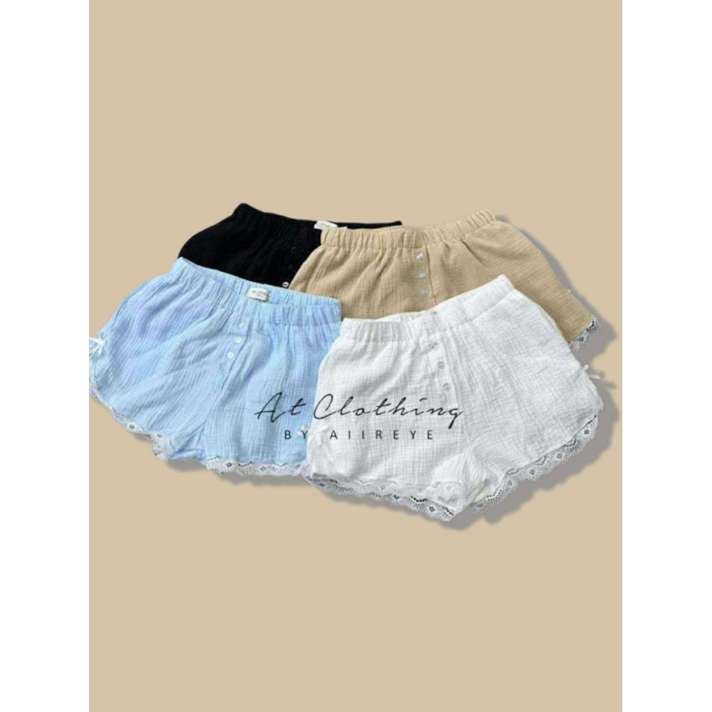 [ รุ่น กล ] กางเกงขาสั้น แต่งขอบลูกไม้