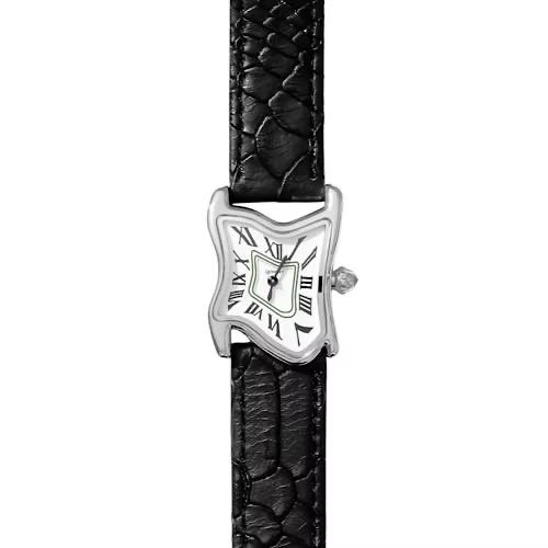 LAPHONT MELTING WATCH SQUARE SILVER SMALL CASE BAND BLACK