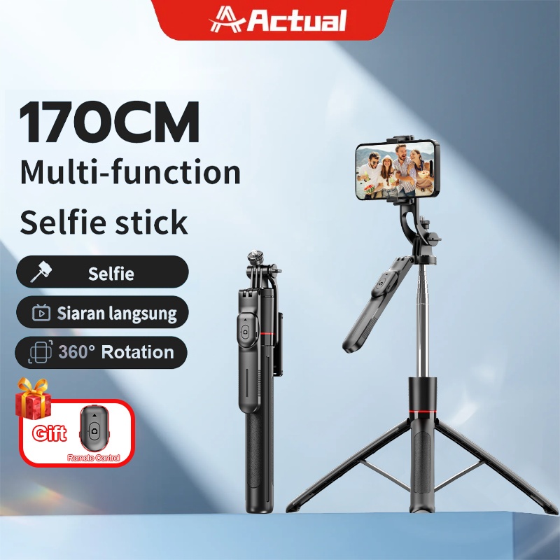 Actual มาใหม่ Selfie Stick ไม้เซลฟี่ ยืดได้ถึง 1.7 เมตร ขาตั้งกล้องไม้เซลฟี่ไร้สาย มีรีโมทเชื่อมต่อผ่านบลูทูธ