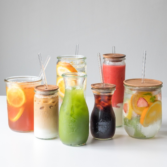 SIP & CAP WECK JAR / ขวดโหล WECK พร้อมฝาไม้ หลอดแก้ว และ แปรงล้างหลอด