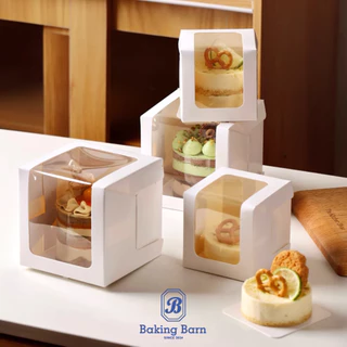 Baking barn (10ชิ้น/แพ็ค) กล่องเค้ก หน้าต่างใส Cake box กล่องเค้กชิ้น กล่องใส่ขนม