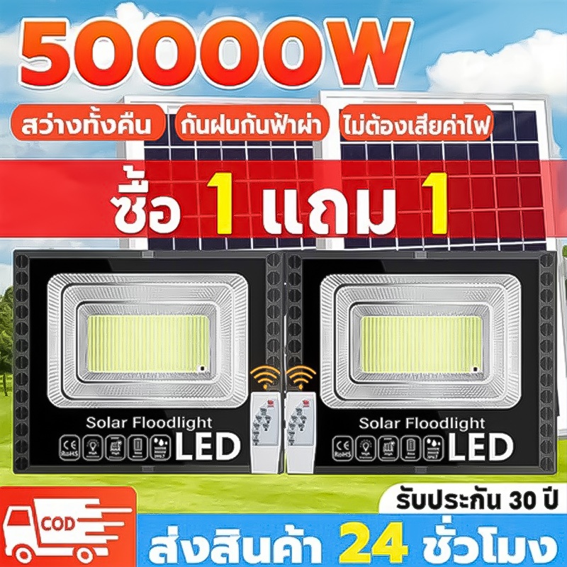 รับประกัน 30 ปี ไฟโซล่าเซลล์ 60000W โซล่าเซลล์ ไฟถนน IP67 กันน้ำกลางแจ้ง ป้องกันฟ้าผ่า Solar light สว่างอัตโนมัติเมื่ – โปรปัง
