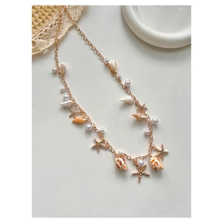 สร้อยคอพร้อมจี้ สร้อยคอแฟชั่น วินเทจ สไตล์โบฮีเมียน✨ ปลาดาว เครื่องประดับมุก ปรับได้ เปลือก พร้อมส่งในไทย🚚