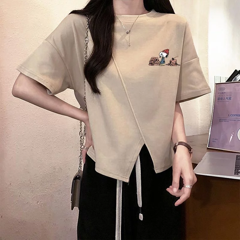 เสื้อครอปสาวอวบไซส์ใหญ่น่ารักๆ oversize เสื้อผ้าแฟชั่นมาใหม่ เสื้อยืดแขนสั้นผู้หญิงแบบหลวมสไตล์เกาหลี ลายการ์ตูนญี่ปุ่น thumbnail 3