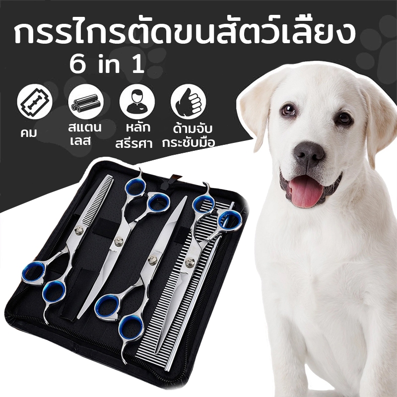 🐶 6/9 ชิ้น กรรไกรตัดขนสุนัข แบตตาเลี่ยนตัดขนส กรรไกรตัดขนแมว ตัดขนหมา ตัดขนสุนัข ตัดขนแมว กรรไกร สุนัข กรรไกรแมว