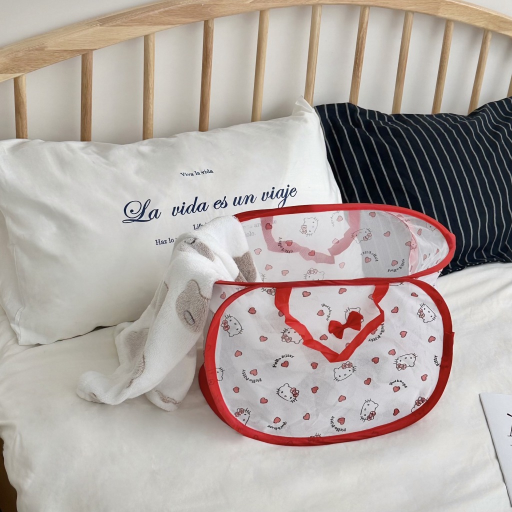 (พร้อมส่ง🧺) 𝗛𝗲𝗹𝗹𝗼 𝗞𝗶𝘁𝘁𝘆 storage basket laundry ตะกร้า ลายคิตตี้